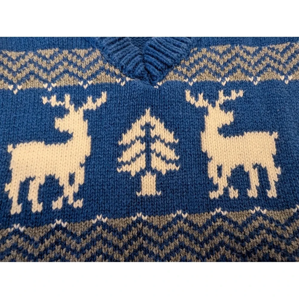 Gymboree Joyful‎ Winter Holiday Blue Reindeer Tree Sweater Vest Boys 4T
